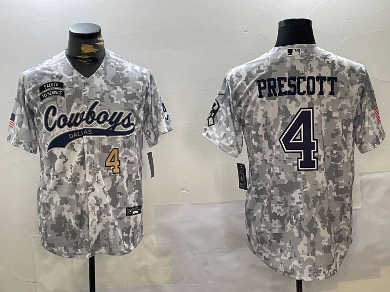Men Dallas Cowboys 4 Prescott Nike Arctic Camo 2024 Salute to Service Limited NFL Jersey style 2